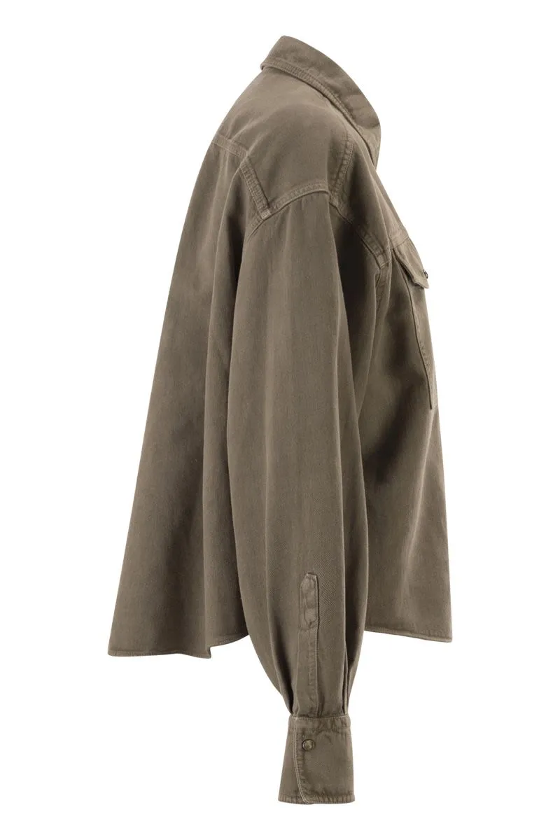 SHIRT IN GARMENT-DYED COTTON AND LINEN COVER sold by Lord & Taylor product image thumbnail 3