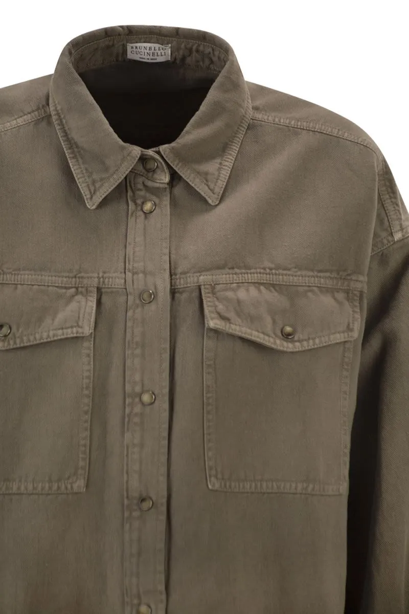 SHIRT IN GARMENT-DYED COTTON AND LINEN COVER sold by Lord & Taylor product image thumbnail 4