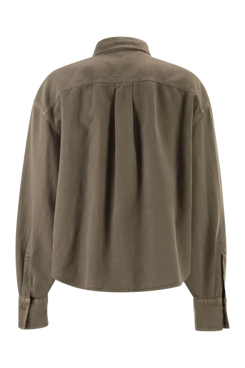 SHIRT IN GARMENT-DYED COTTON AND LINEN COVER sold by Lord & Taylor product image thumbnail 2