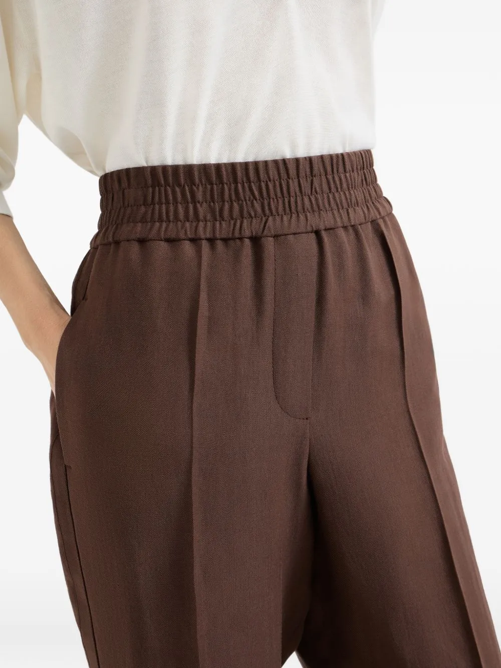 BAGGY PULL-UP TROUSERS IN VISCOSE AND LINEN FLUID TWILL sold by Lord & Taylor product image thumbnail 3