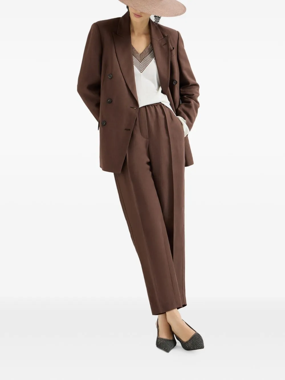 BAGGY PULL-UP TROUSERS IN VISCOSE AND LINEN FLUID TWILL sold by Lord & Taylor product image thumbnail 4