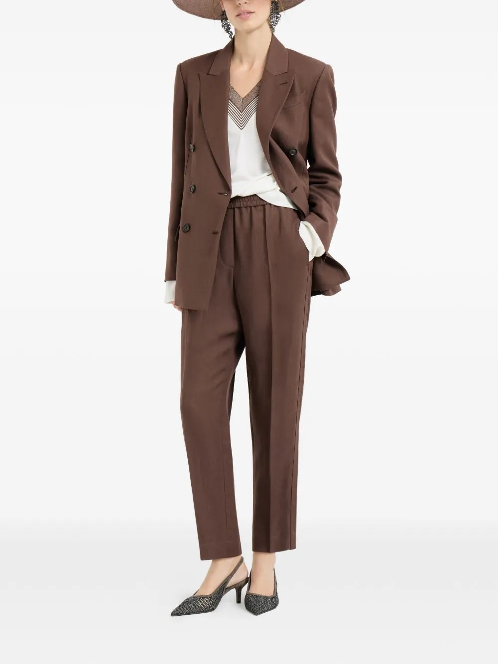 BAGGY PULL-UP TROUSERS IN VISCOSE AND LINEN FLUID TWILL sold by Lord & Taylor product image thumbnail 5