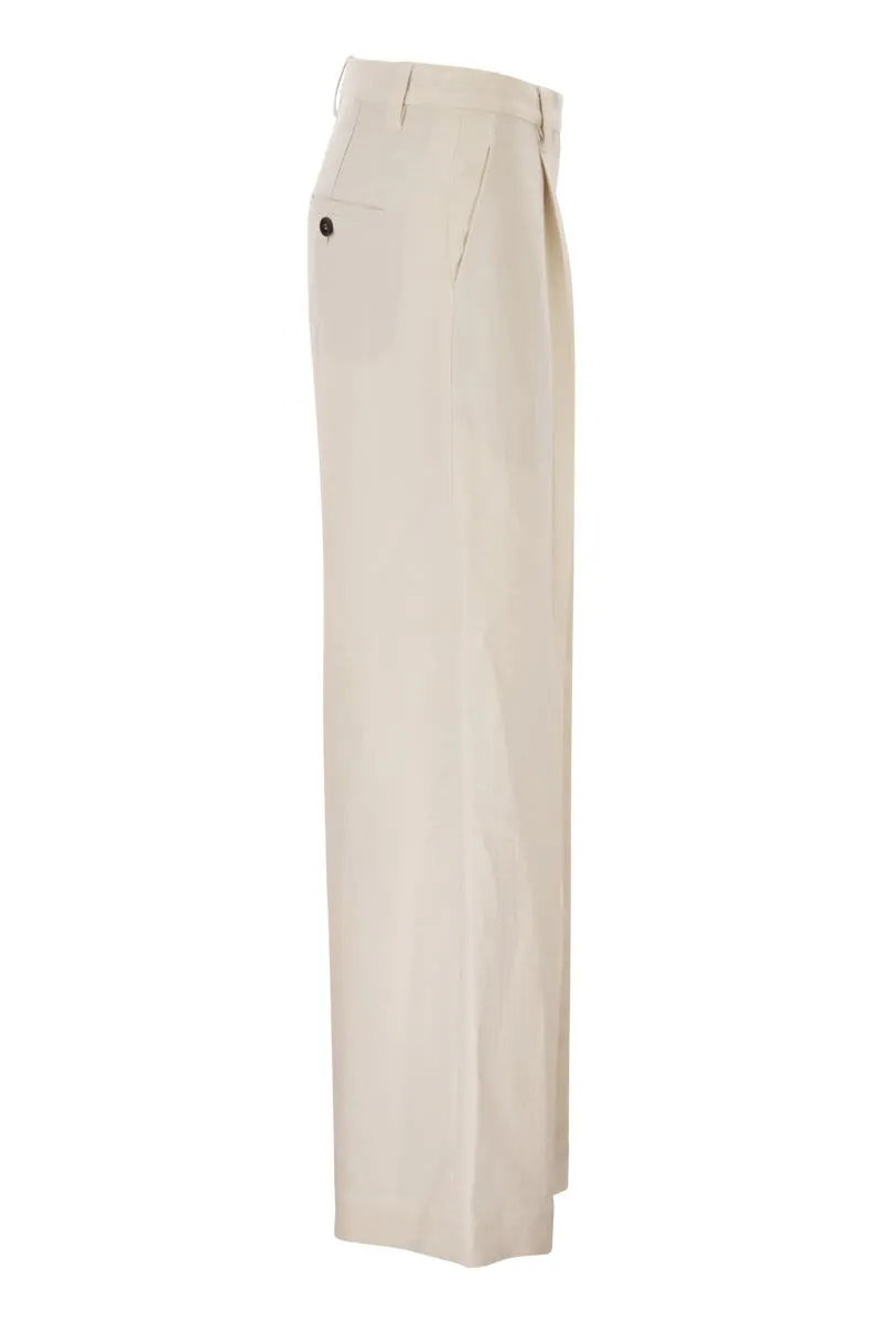 TAILORED TROUSERS IN FLUID VISCOSE AND LINEN TWILL WITH DOUBLE PLEATS sold by Lord & Taylor product image thumbnail 3