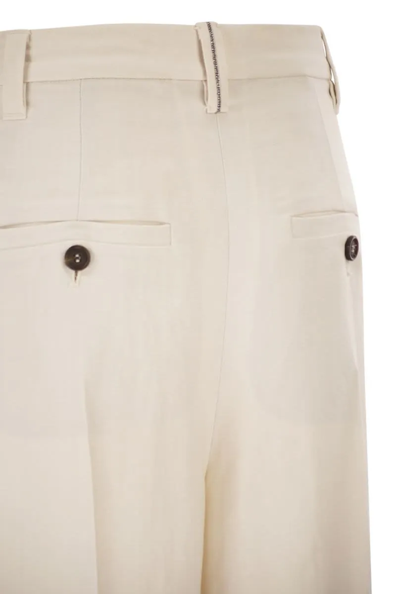 TAILORED TROUSERS IN FLUID VISCOSE AND LINEN TWILL WITH DOUBLE PLEATS sold by Lord & Taylor product image thumbnail 4