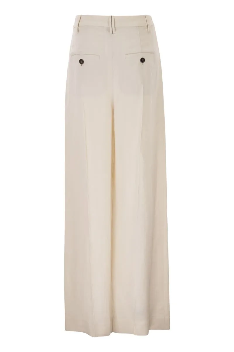 TAILORED TROUSERS IN FLUID VISCOSE AND LINEN TWILL WITH DOUBLE PLEATS sold by Lord & Taylor product image thumbnail 2