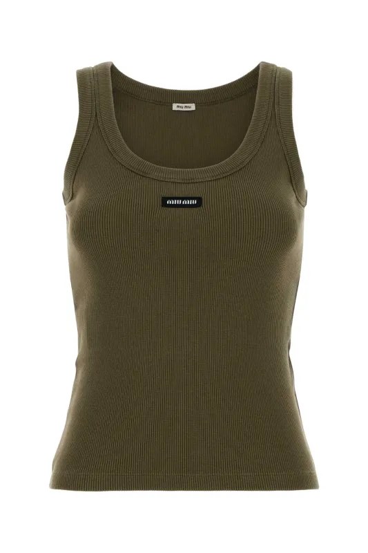 ARMY GREEN STRETCH COTTON TANK TOP sold by Lord & Taylor