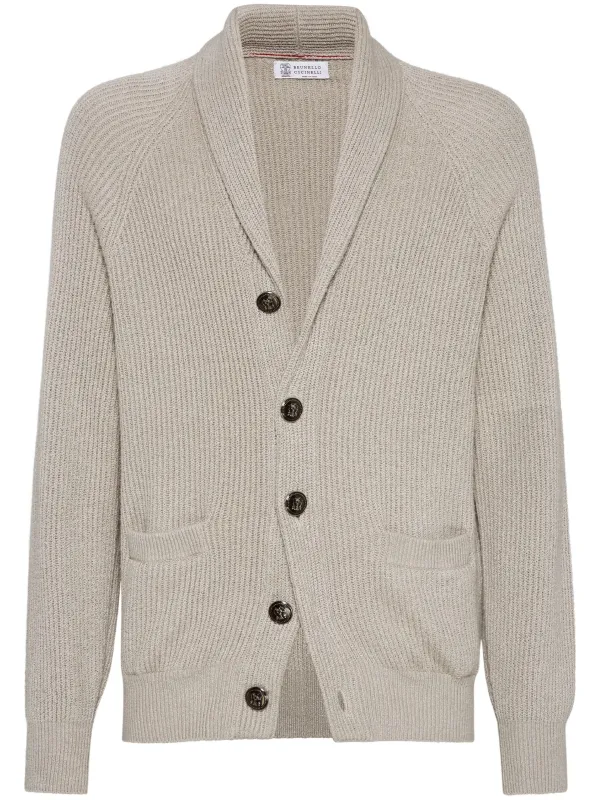 BEIGE COTTON SHAWL COLLAR CARDIGAN sold by Lord & Taylor