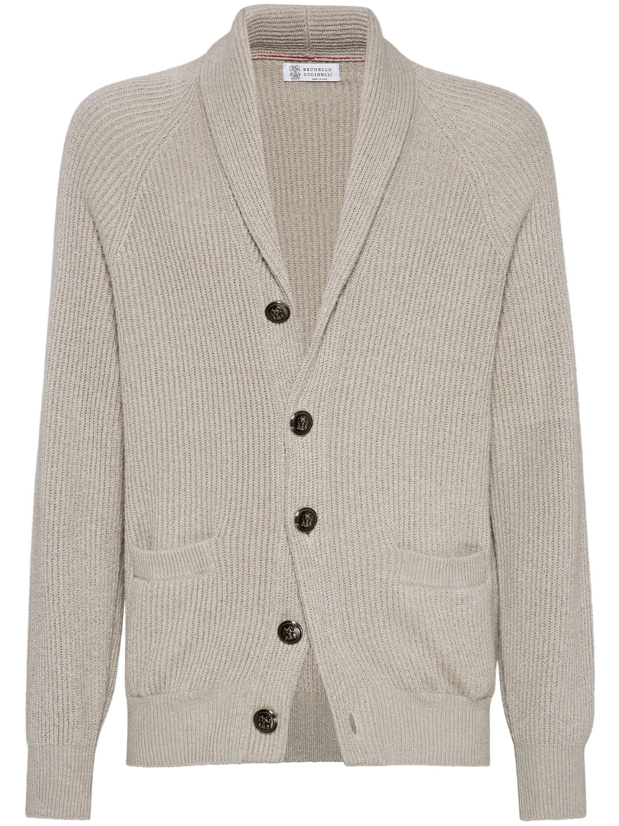 BEIGE COTTON SHAWL COLLAR CARDIGAN sold by Lord & Taylor