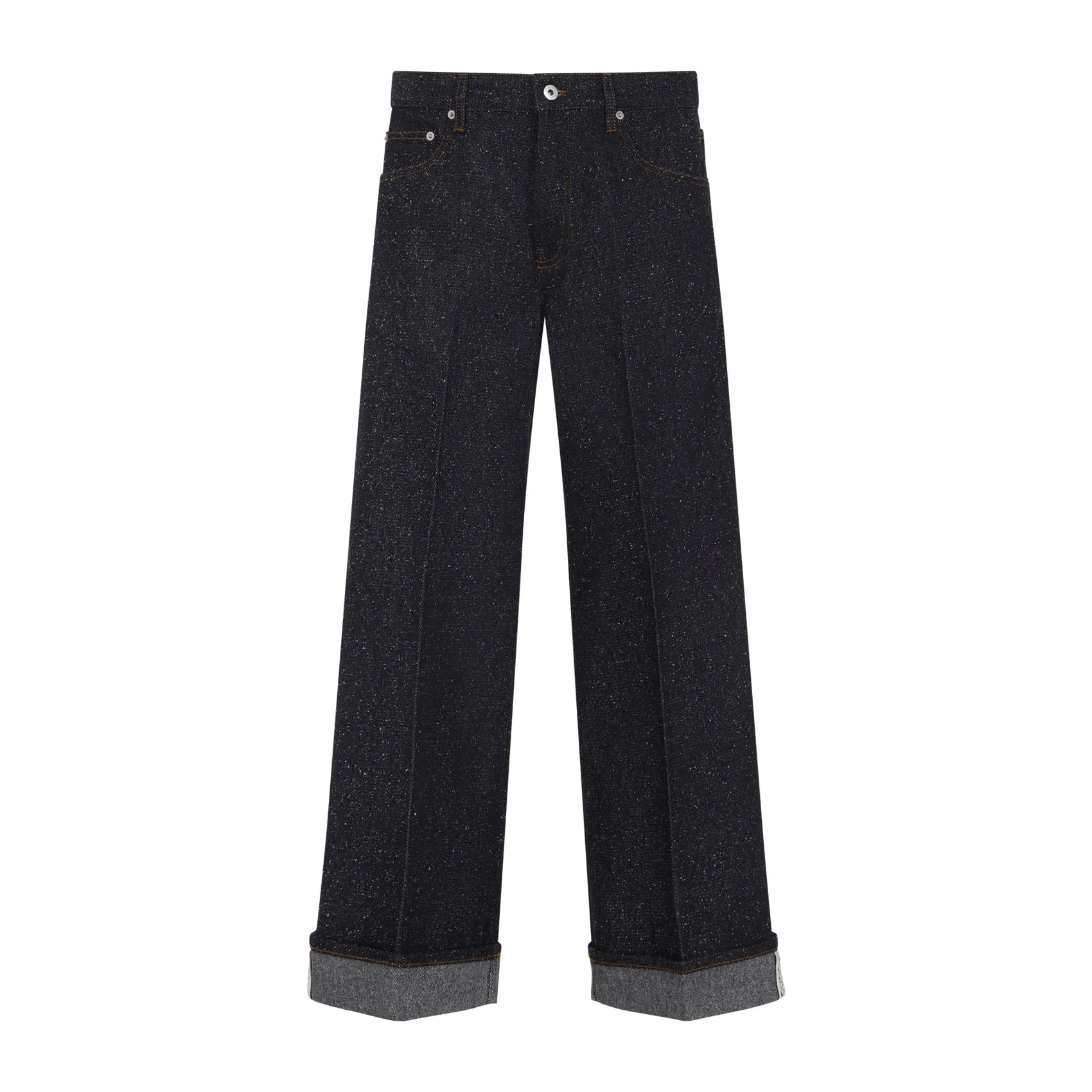 BLUE COTTON NYLON STRAIGHT-LEG JEANS sold by Lord & Taylor