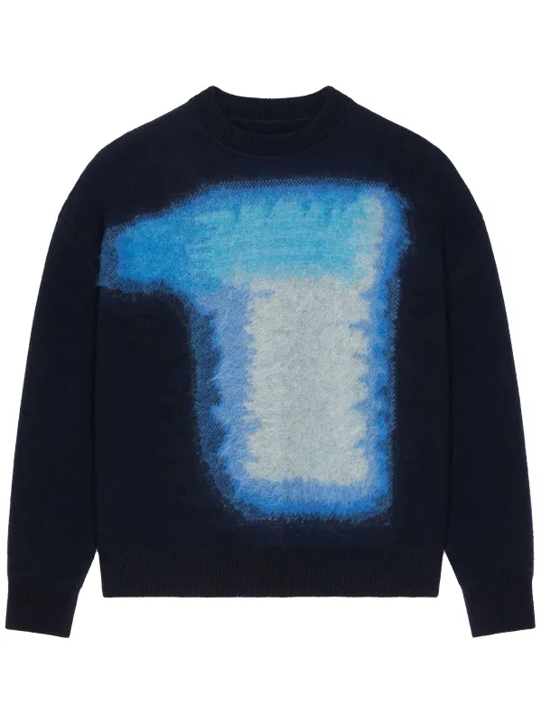 BLUE WOOL ROUND NECK SWEATER made by Givenchy