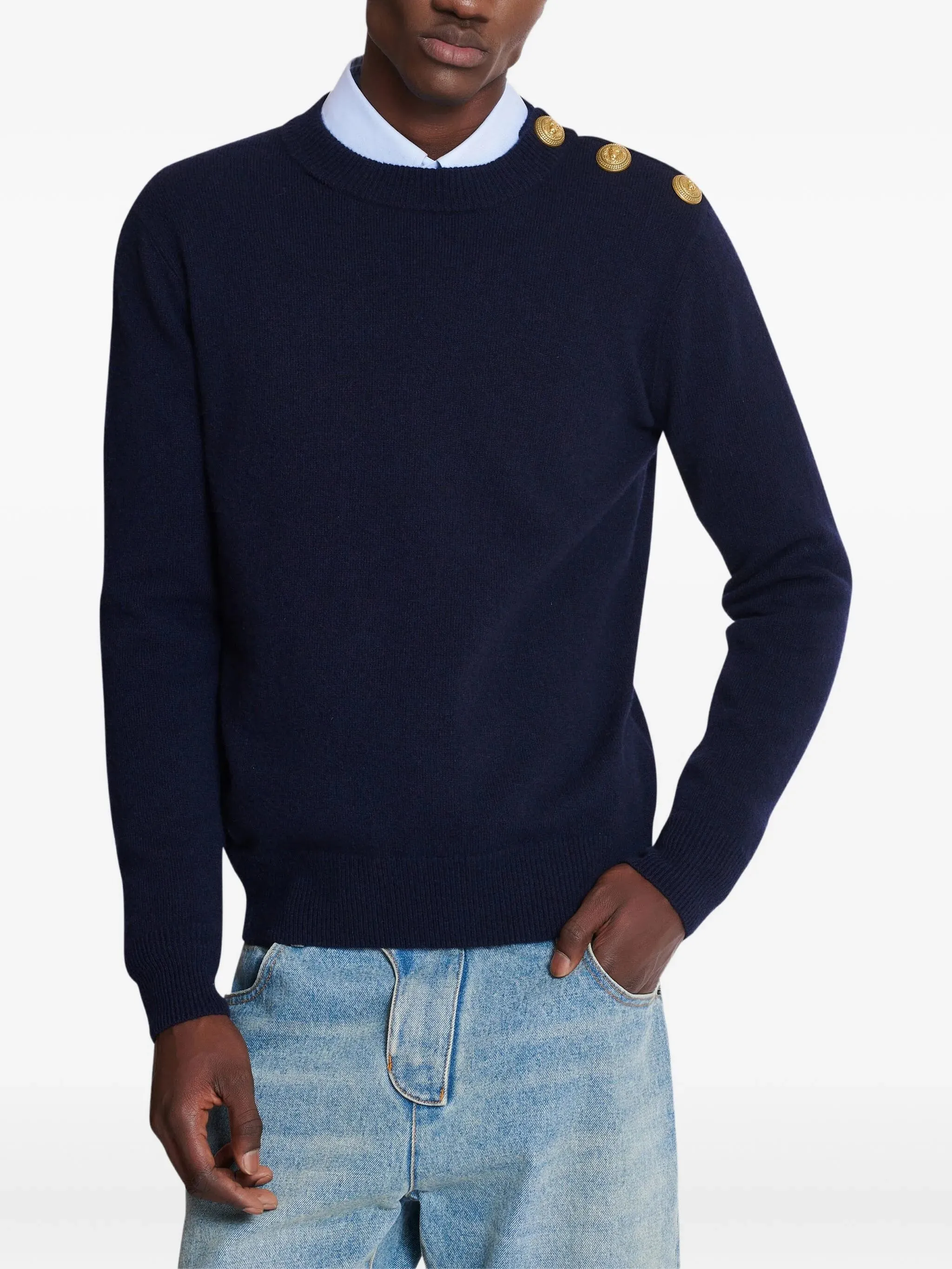 BLUE WOOL CREW NECK SWEATER sold by Lord & Taylor product image thumbnail 5