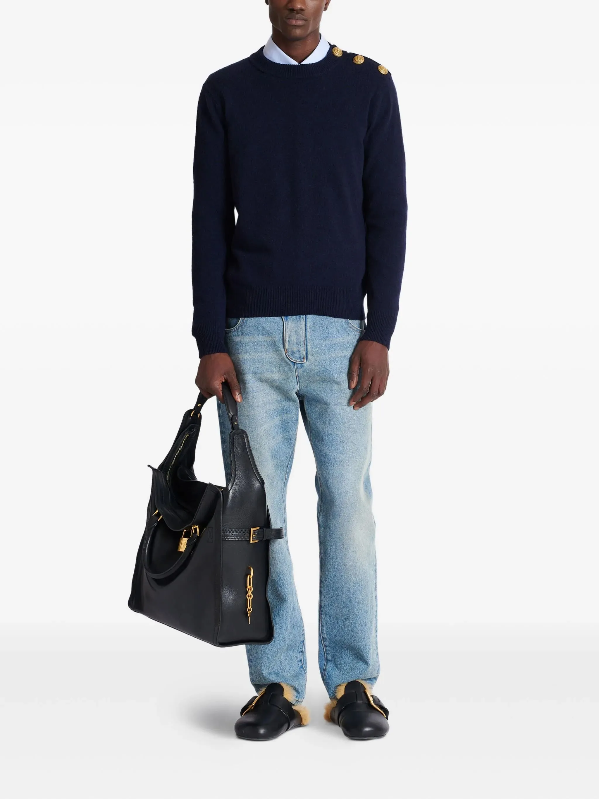BLUE WOOL CREW NECK SWEATER sold by Lord & Taylor product image thumbnail 2
