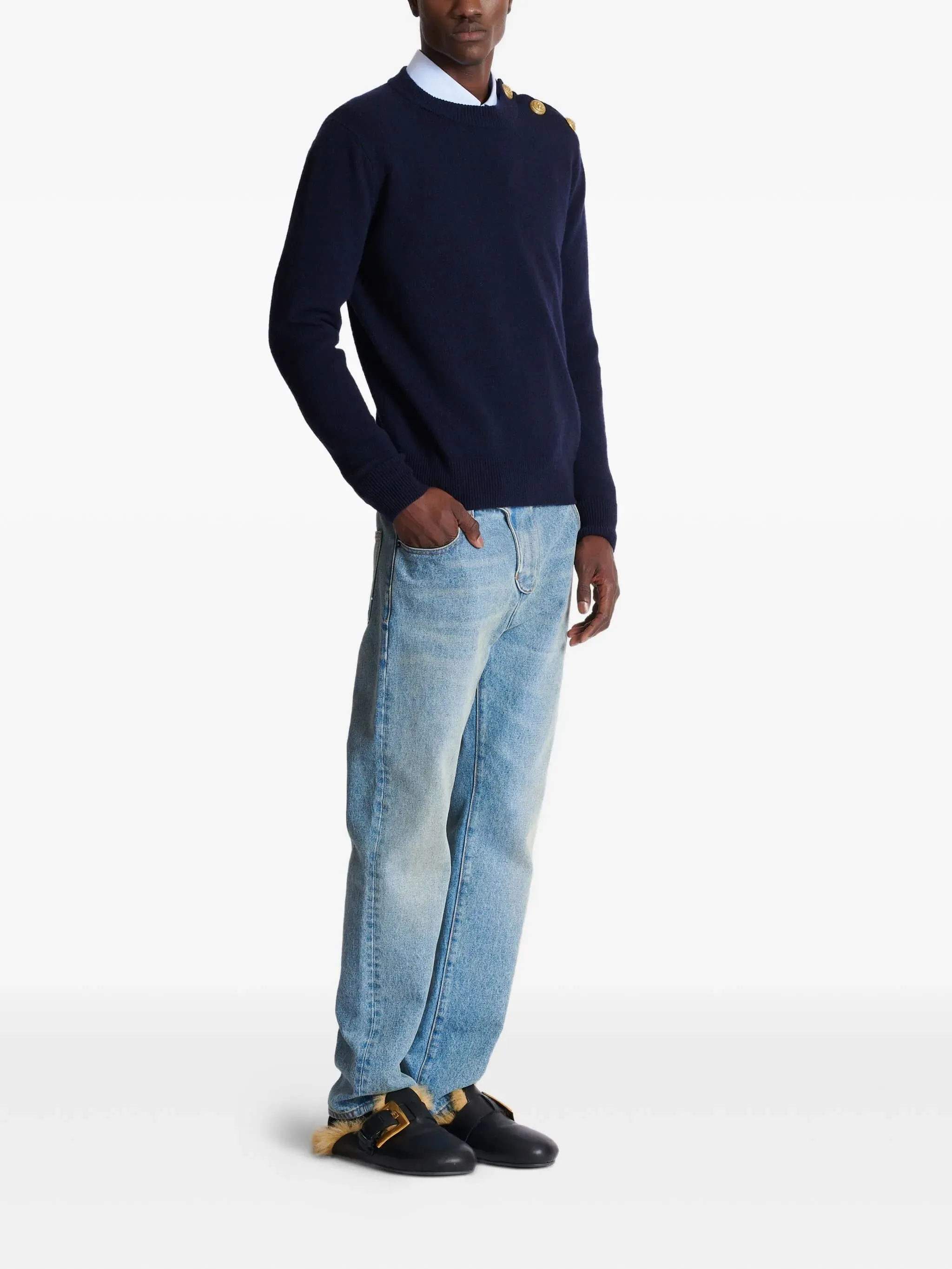 BLUE WOOL CREW NECK SWEATER sold by Lord & Taylor product image thumbnail 3