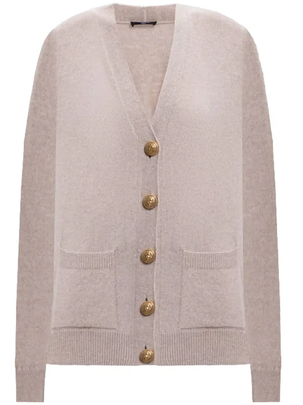 NUDE NEUTRALS MERINO WOOL CARDIGAN made by Balmain