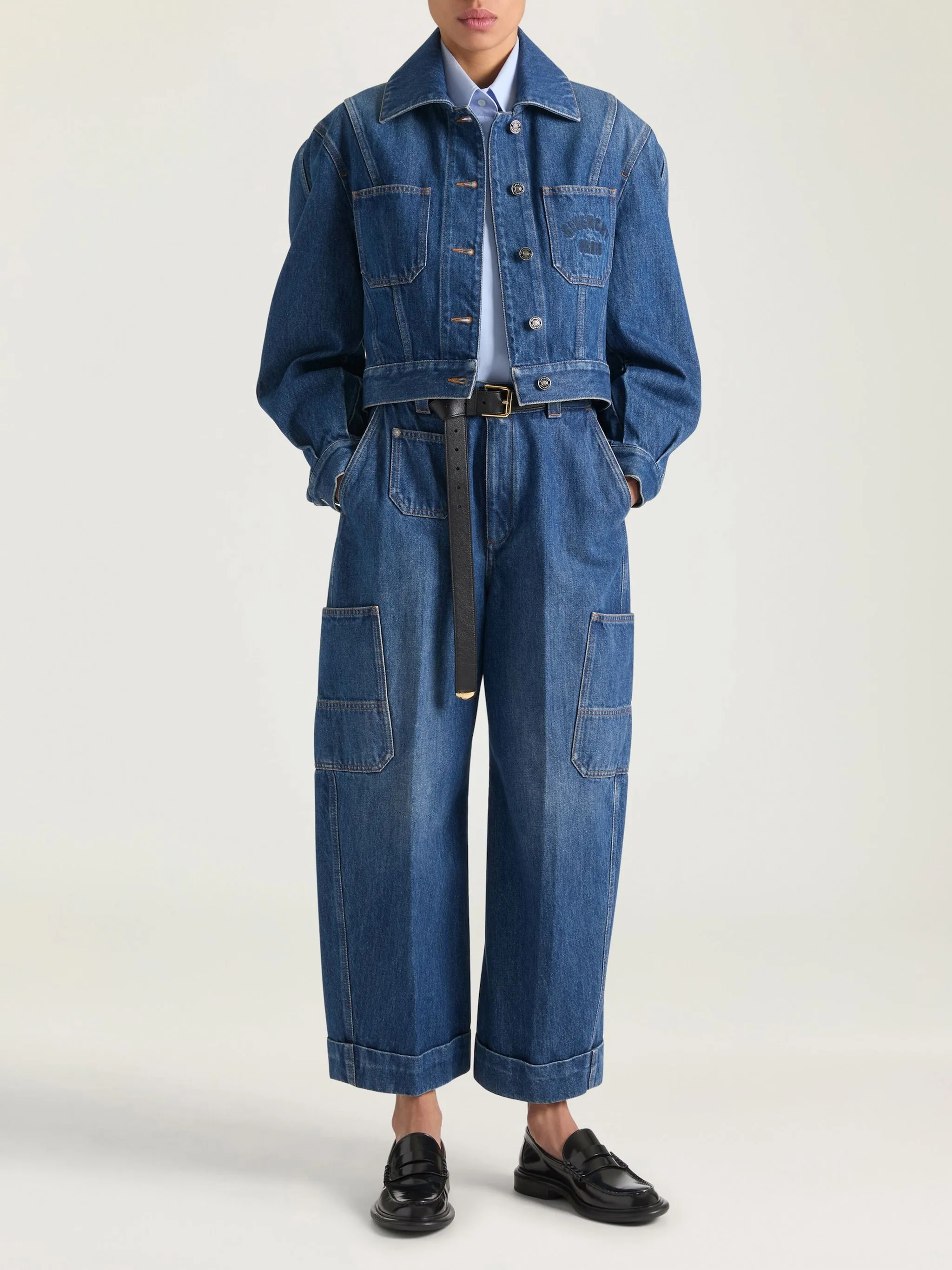 BLUE COTTON DENIM CROPPED JACKET sold by Lord & Taylor product image thumbnail 2
