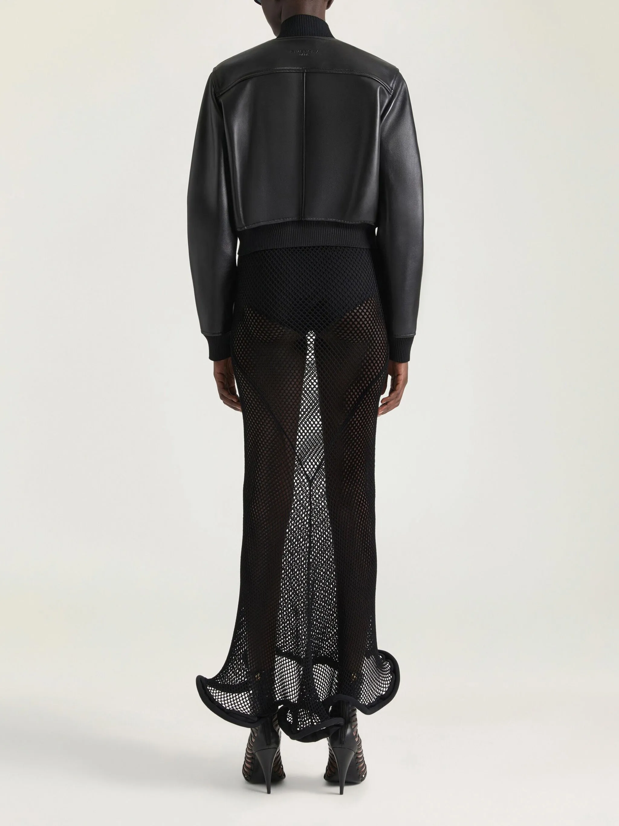 BLACK LAMBSKIN CROPPED BOMBER JACKETS sold by Lord & Taylor product image thumbnail 3