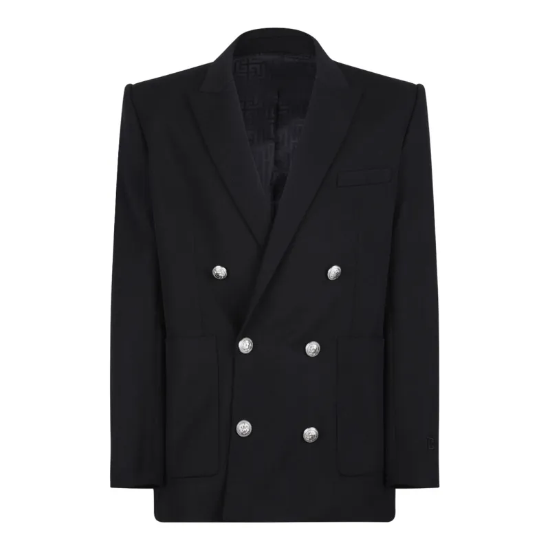 BLACK WOOL FITTED COLLECTION BLAZER made by Balmain