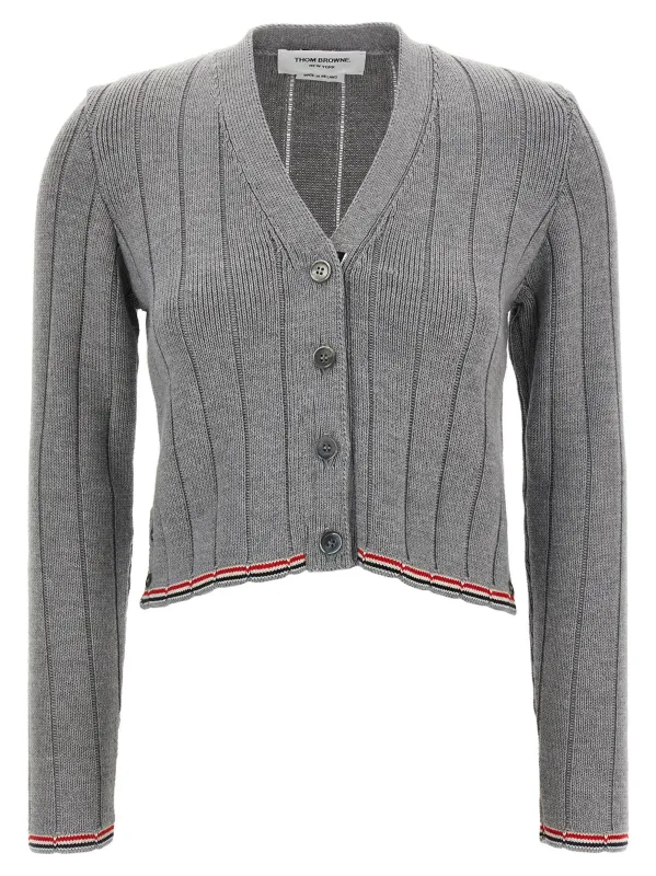 'RWB' jacquard cardigan made by Thom Browne