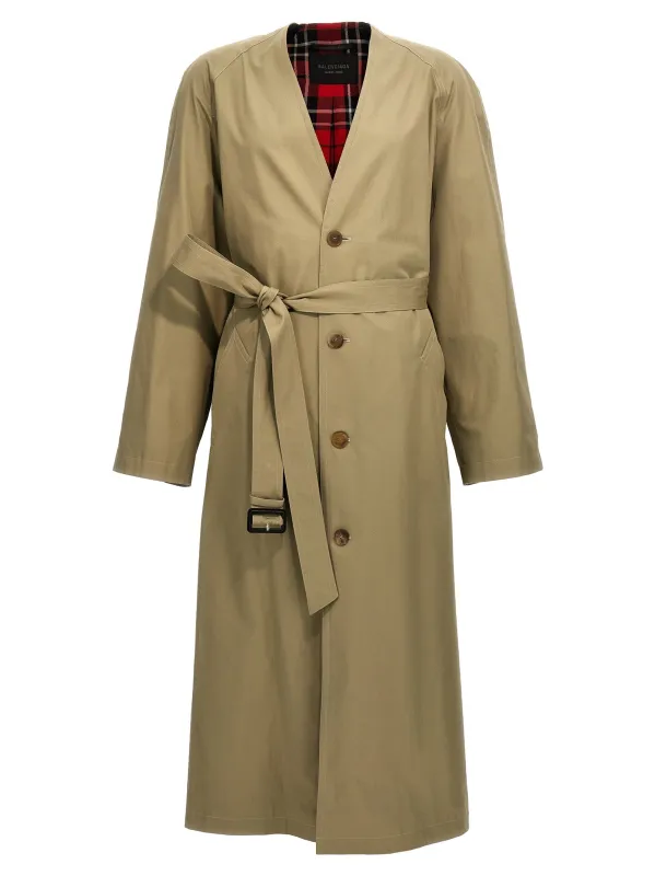 Check lining oversize trench coat sold by Lord & Taylor