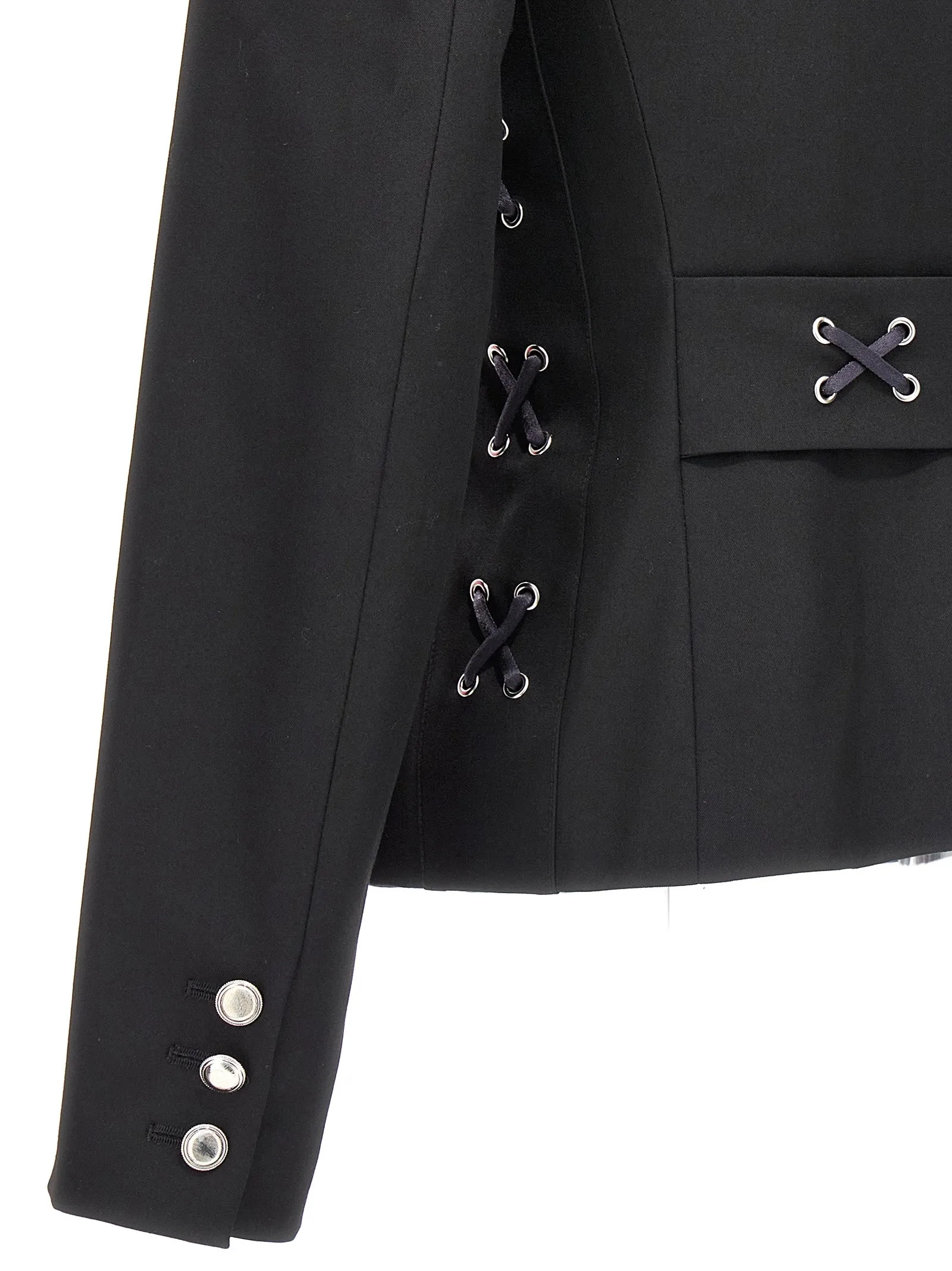 Single breast lace-up blazer jacket sold by Lord & Taylor product image thumbnail 4