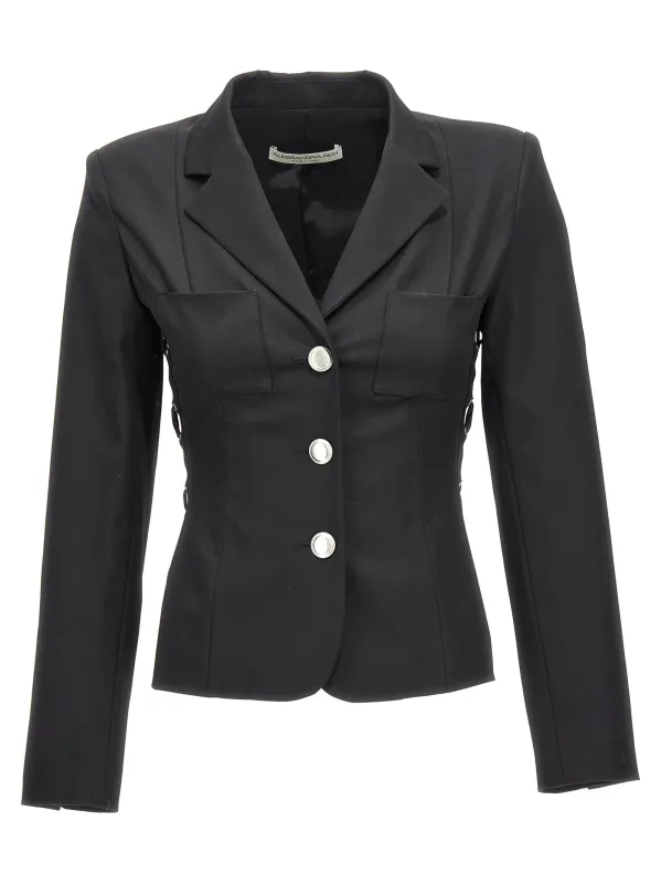 Single breast lace-up blazer jacket made by Alessandra Rich