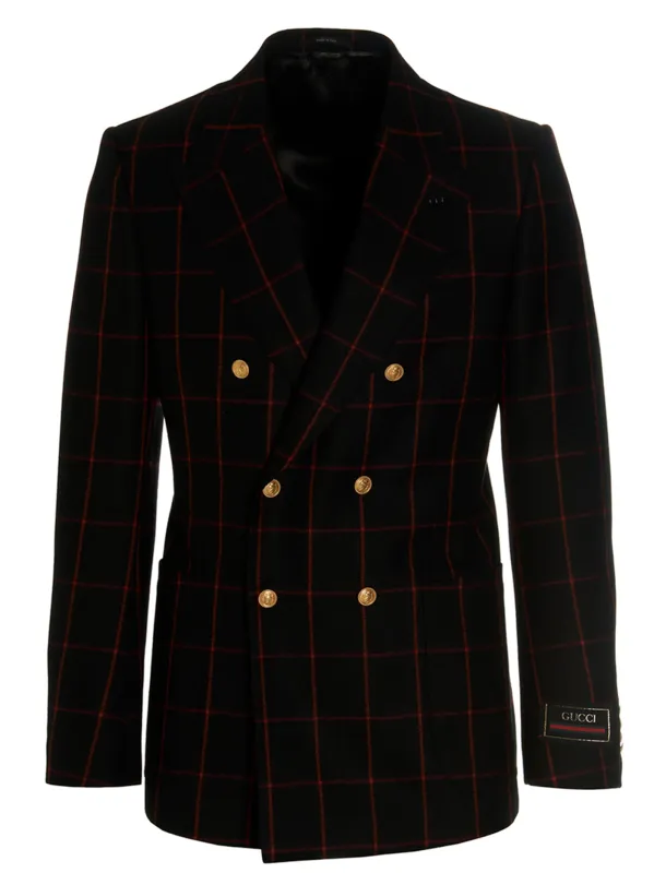 Double-breasted check blazer sold by Lord & Taylor