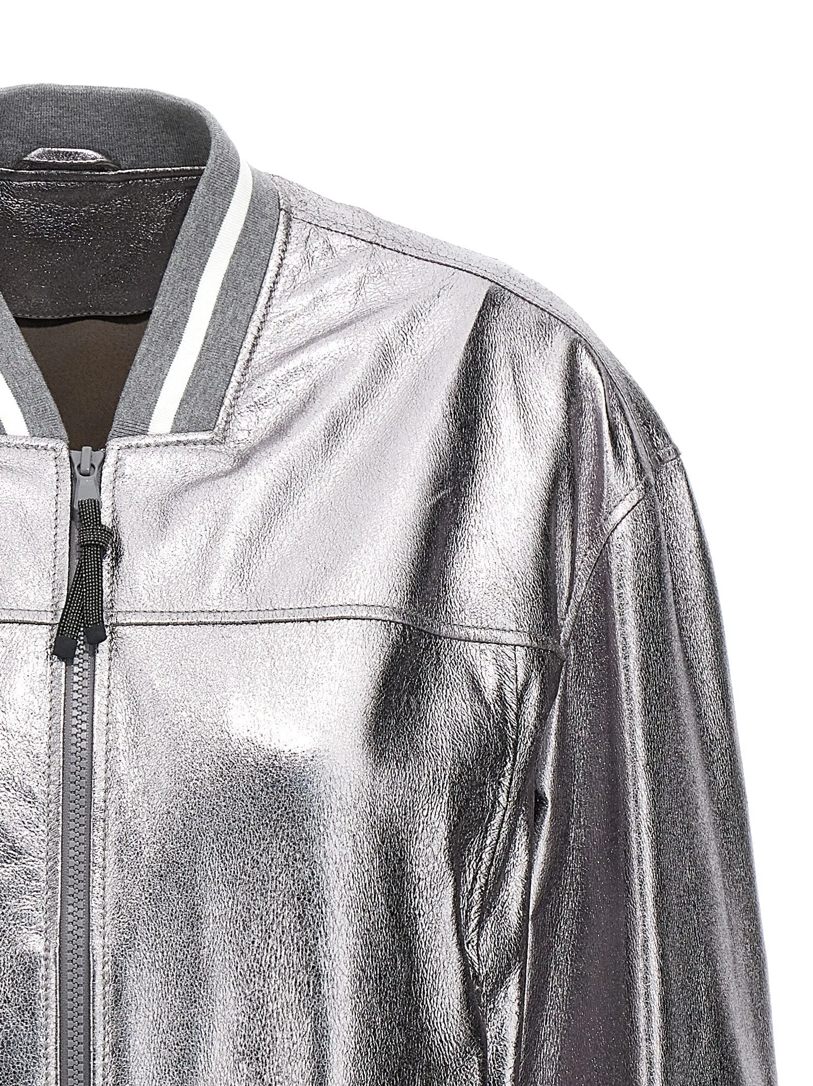 Laminated leather bomber jacket sold by Lord & Taylor product image thumbnail 3