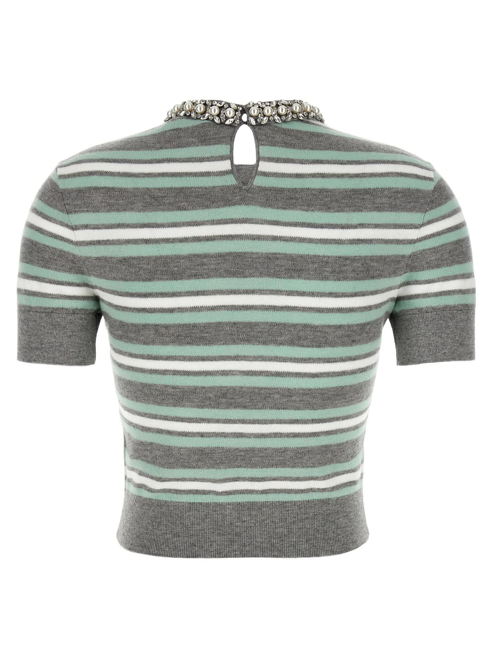 'Grey Striped Crystal Trim Knit' sweater sold by Lord & Taylor product image thumbnail 2