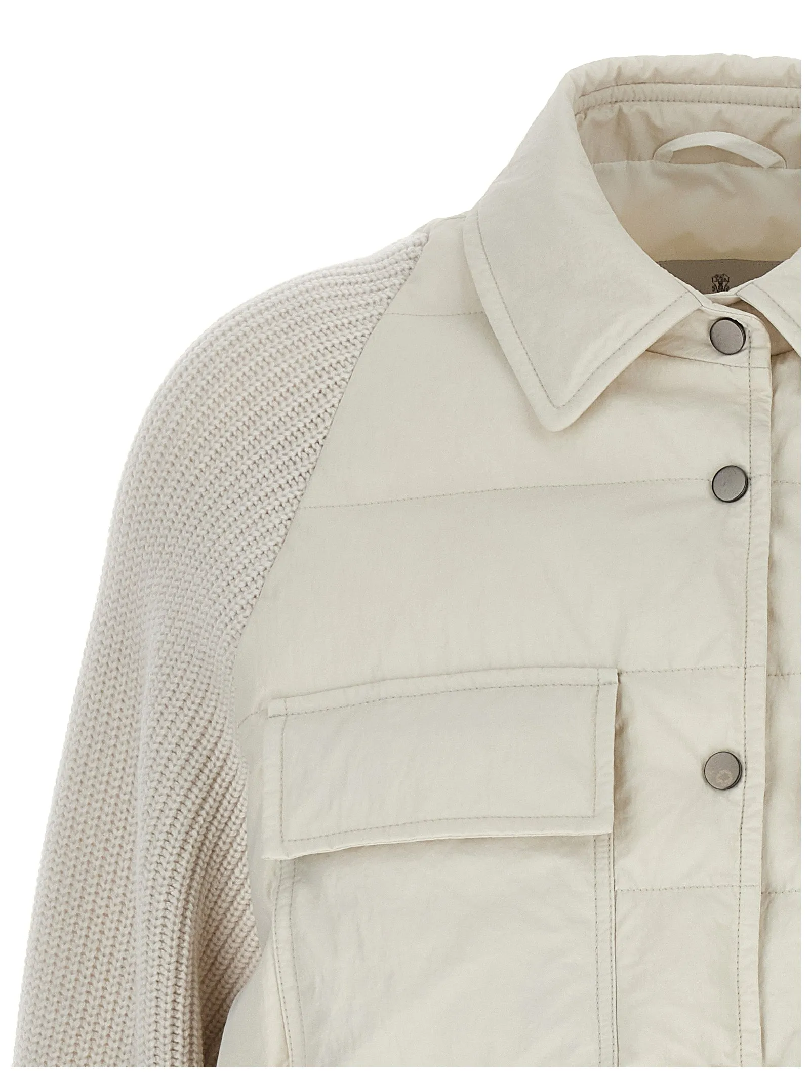 Two-material 'Shiny Flap Detail' down jacket sold by Lord & Taylor product image thumbnail 3