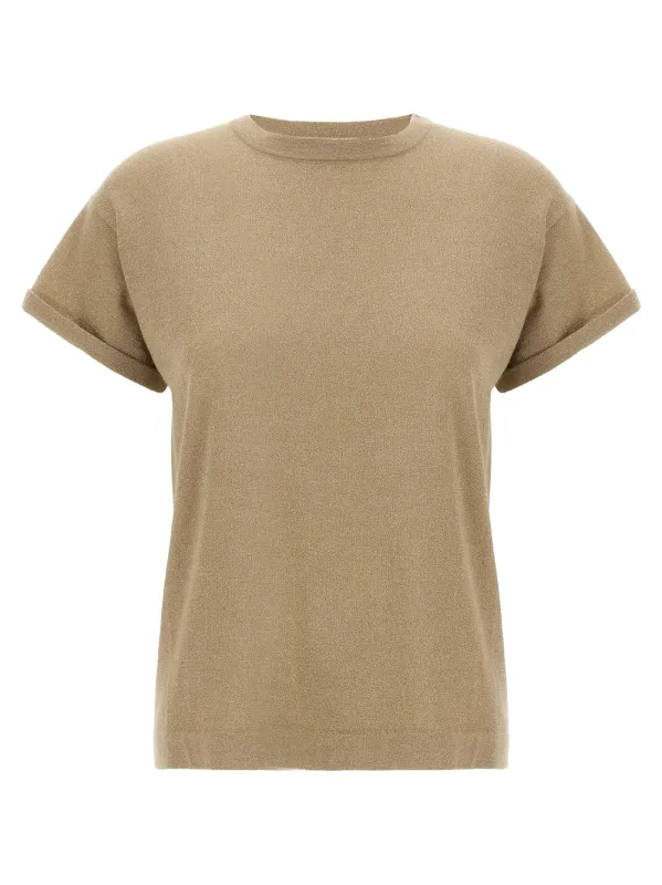 Lamé cashmere t-shirt made by Brunello Cucinelli
