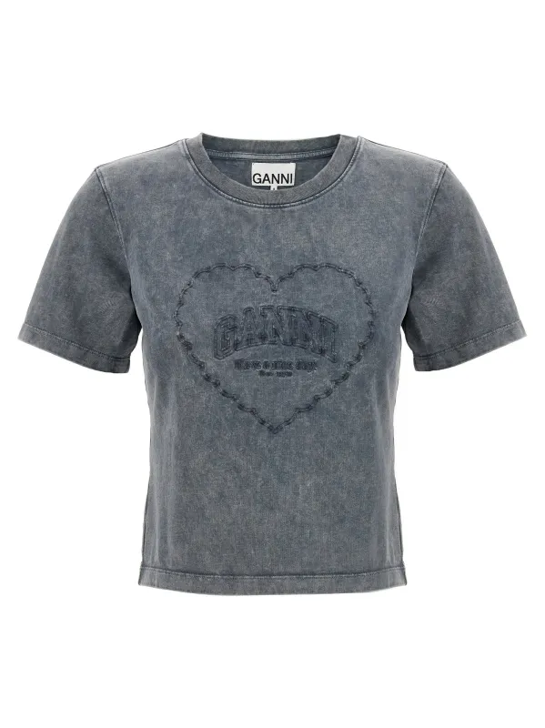 'Grey Washed Heart' T-shirt made by Ganni