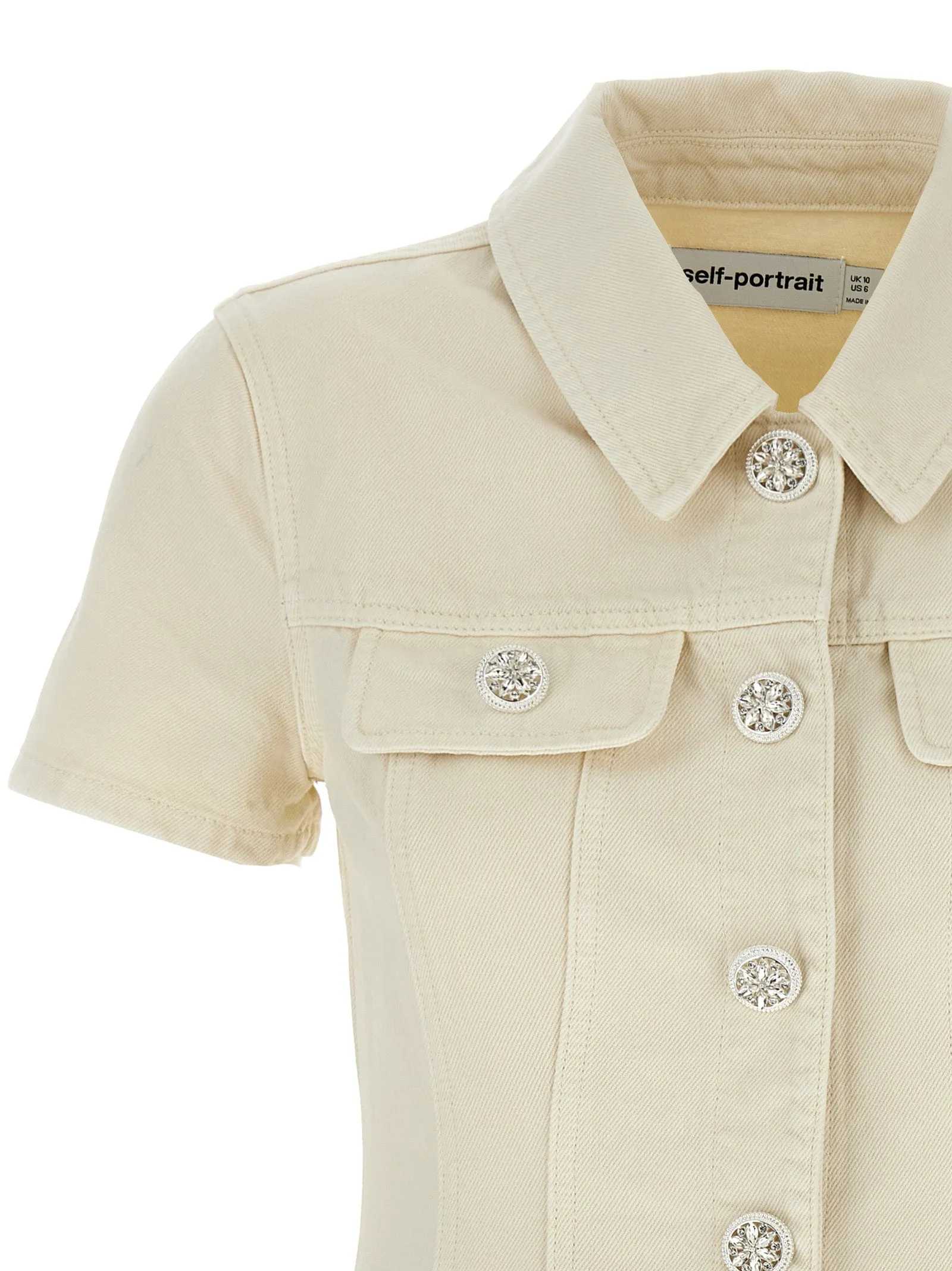 'Cream Collared Denim Mini' dress sold by Lord & Taylor product image thumbnail 3