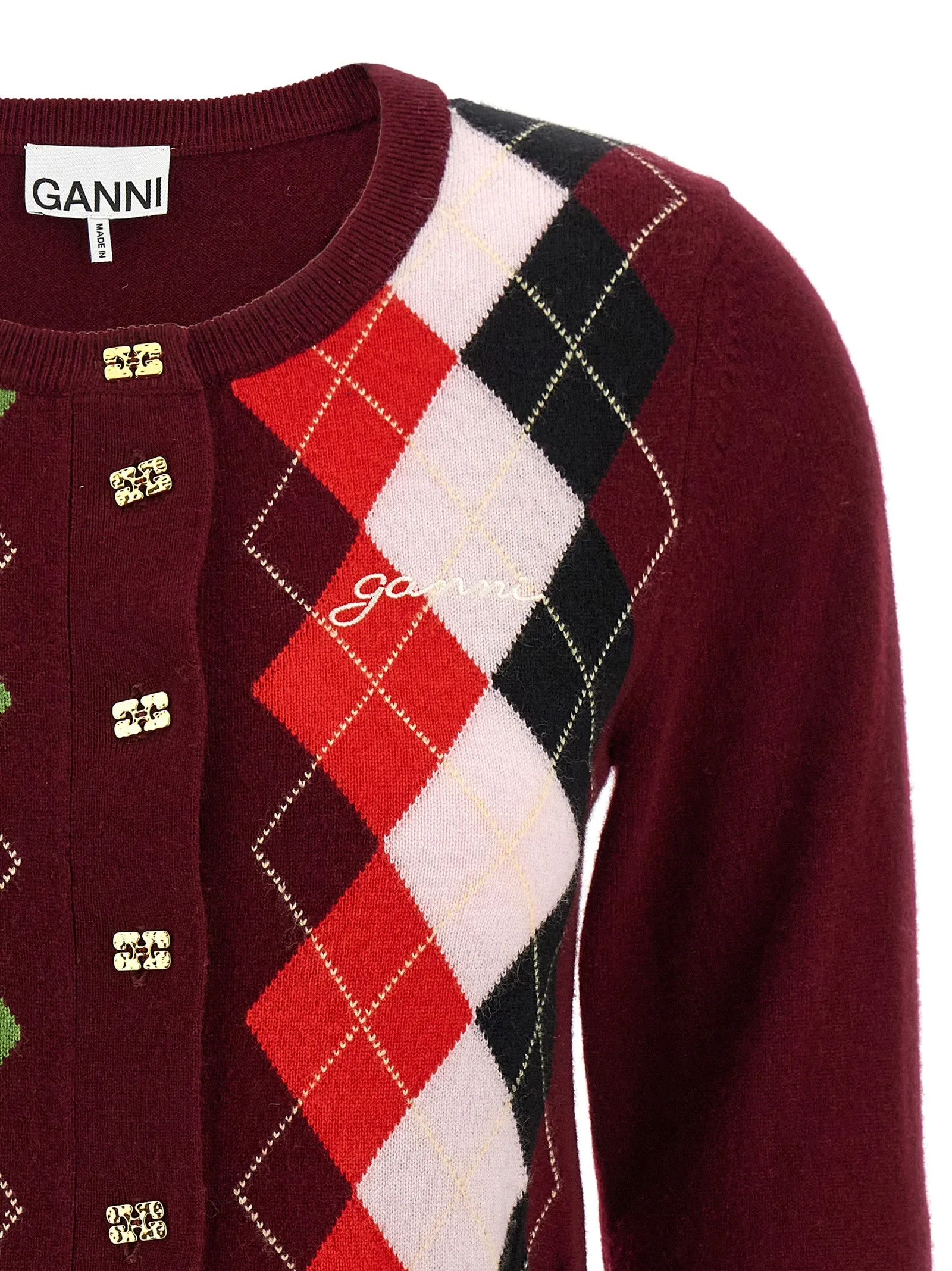 'Burgundy Check' cardigan sold by Lord & Taylor product image thumbnail 3