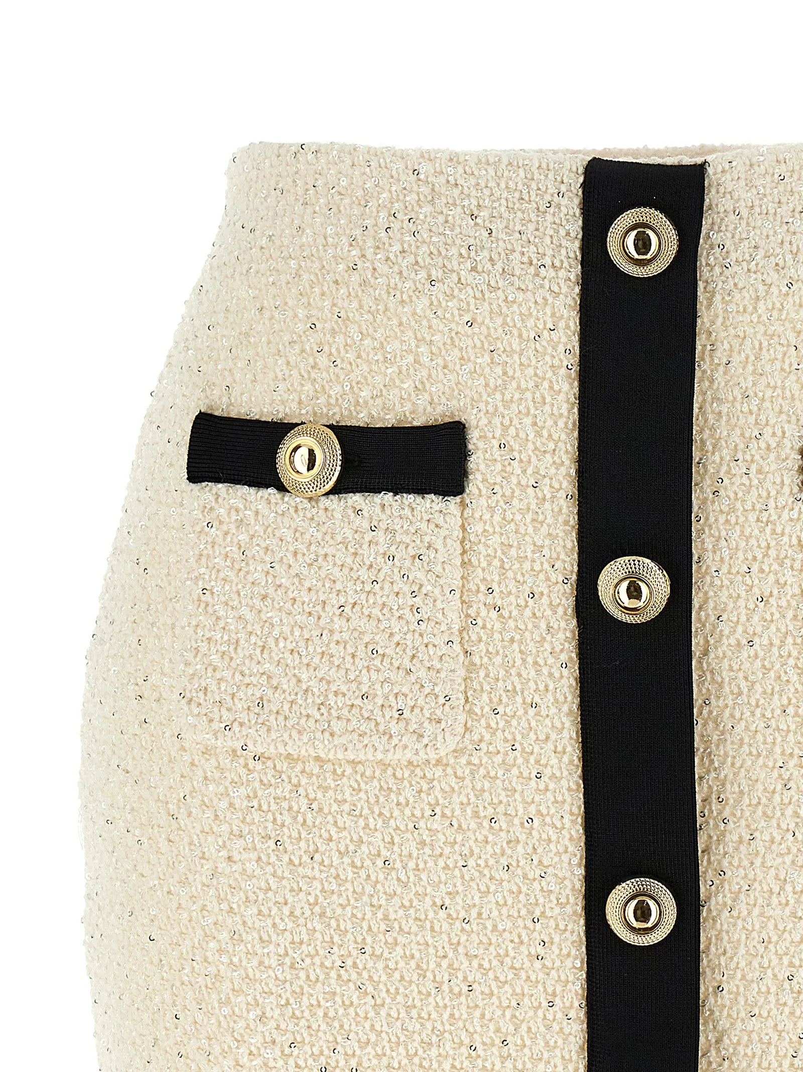 'Cream Sequin Knit Mini' skirt sold by Lord & Taylor product image thumbnail 3