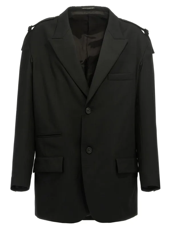 Single-breasted blazer with strap detail made by Yohji Yamamoto