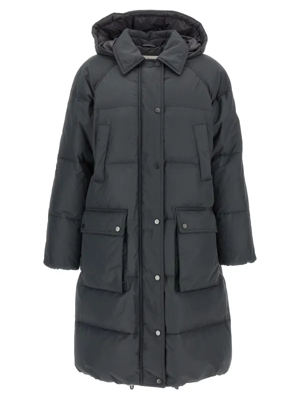 'Shiny Zipper Pull' down jacket sold by Lord & Taylor