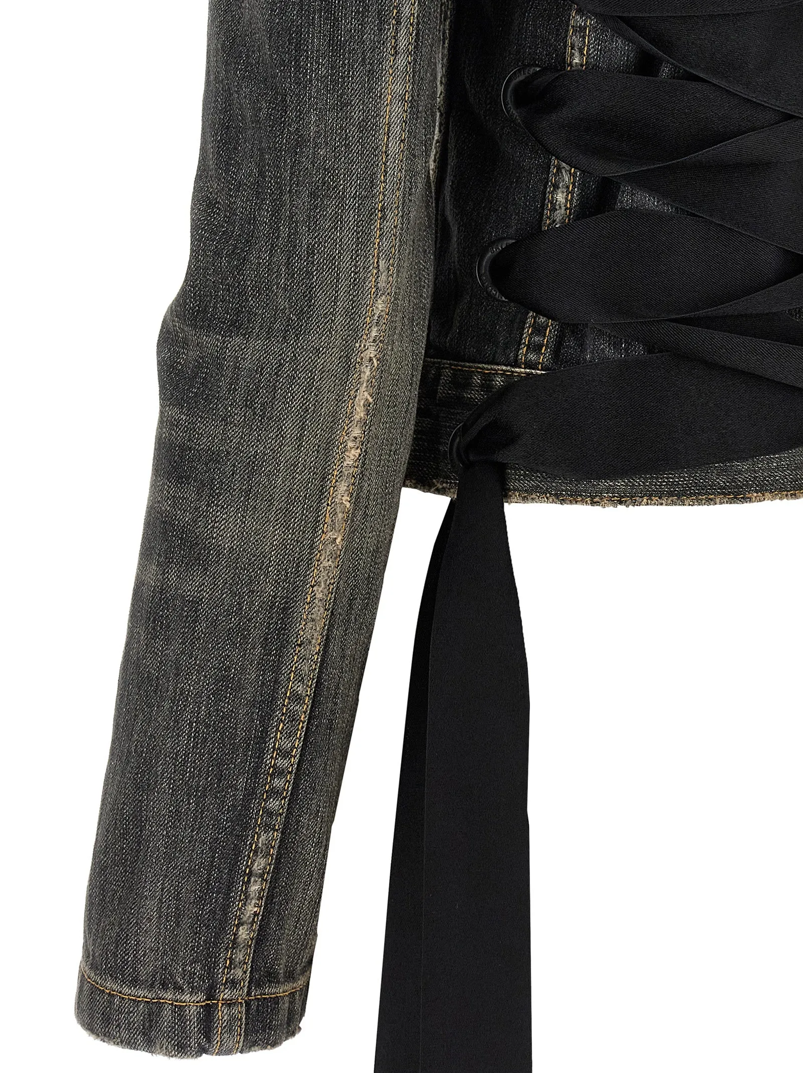 'Lace Up' denim jacket sold by Lord & Taylor product image thumbnail 4