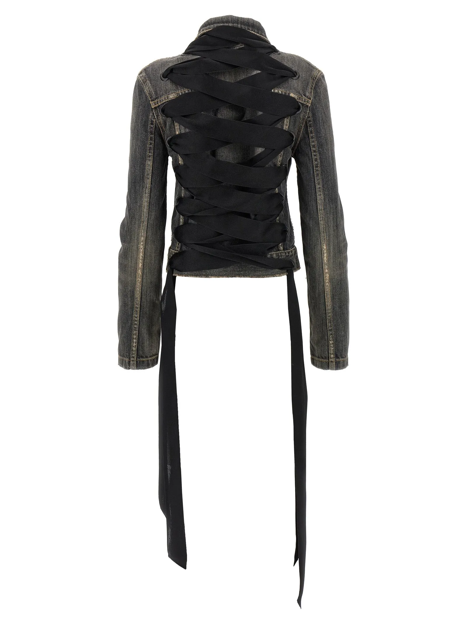 'Lace Up' denim jacket sold by Lord & Taylor product image thumbnail 2