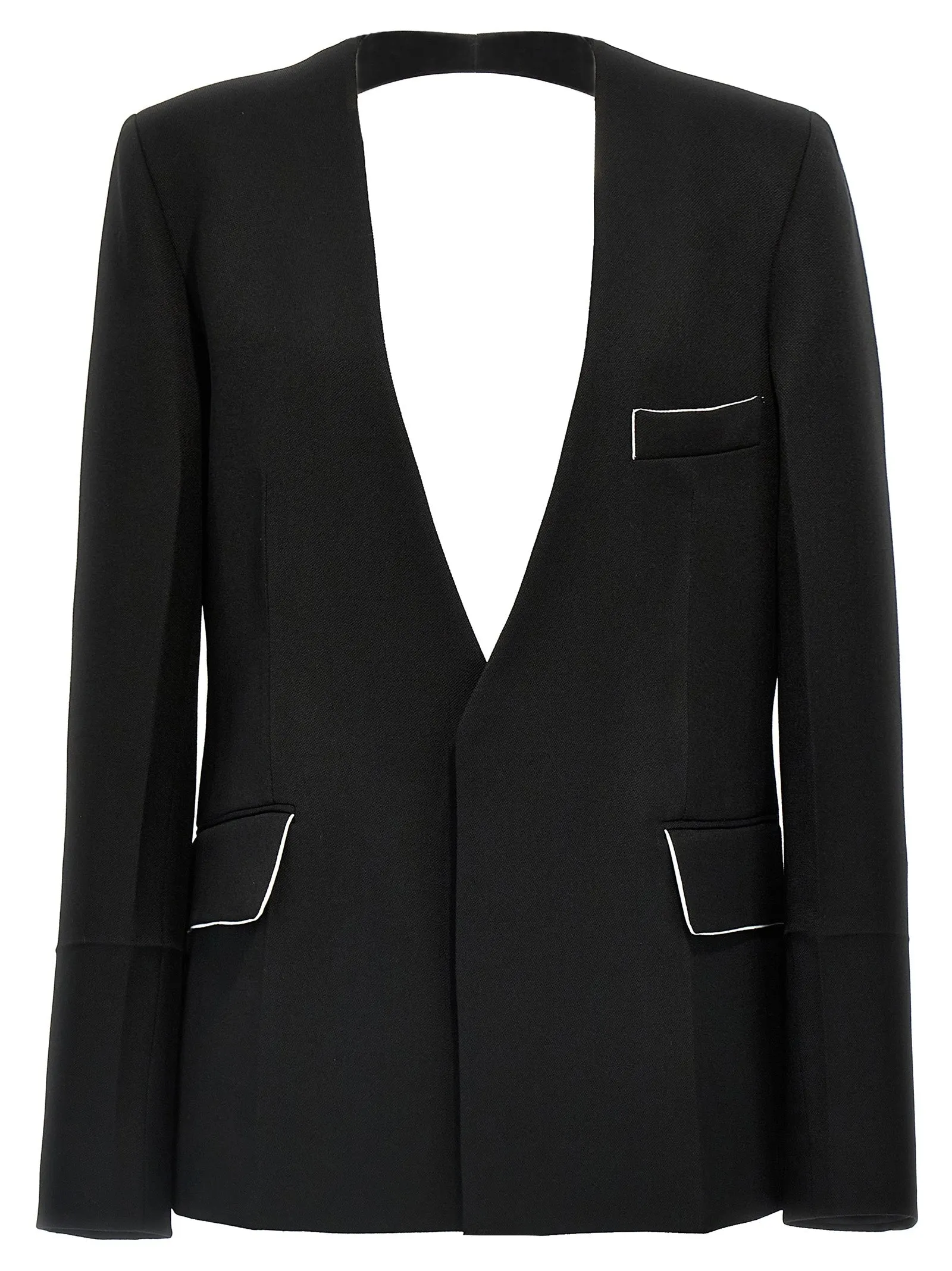 'Shrunken Collarless Open-Back' blazer sold by Lord & Taylor