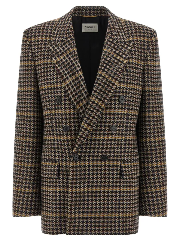 Double-breasted houndstooth blazer made by Yves Saint Laurent