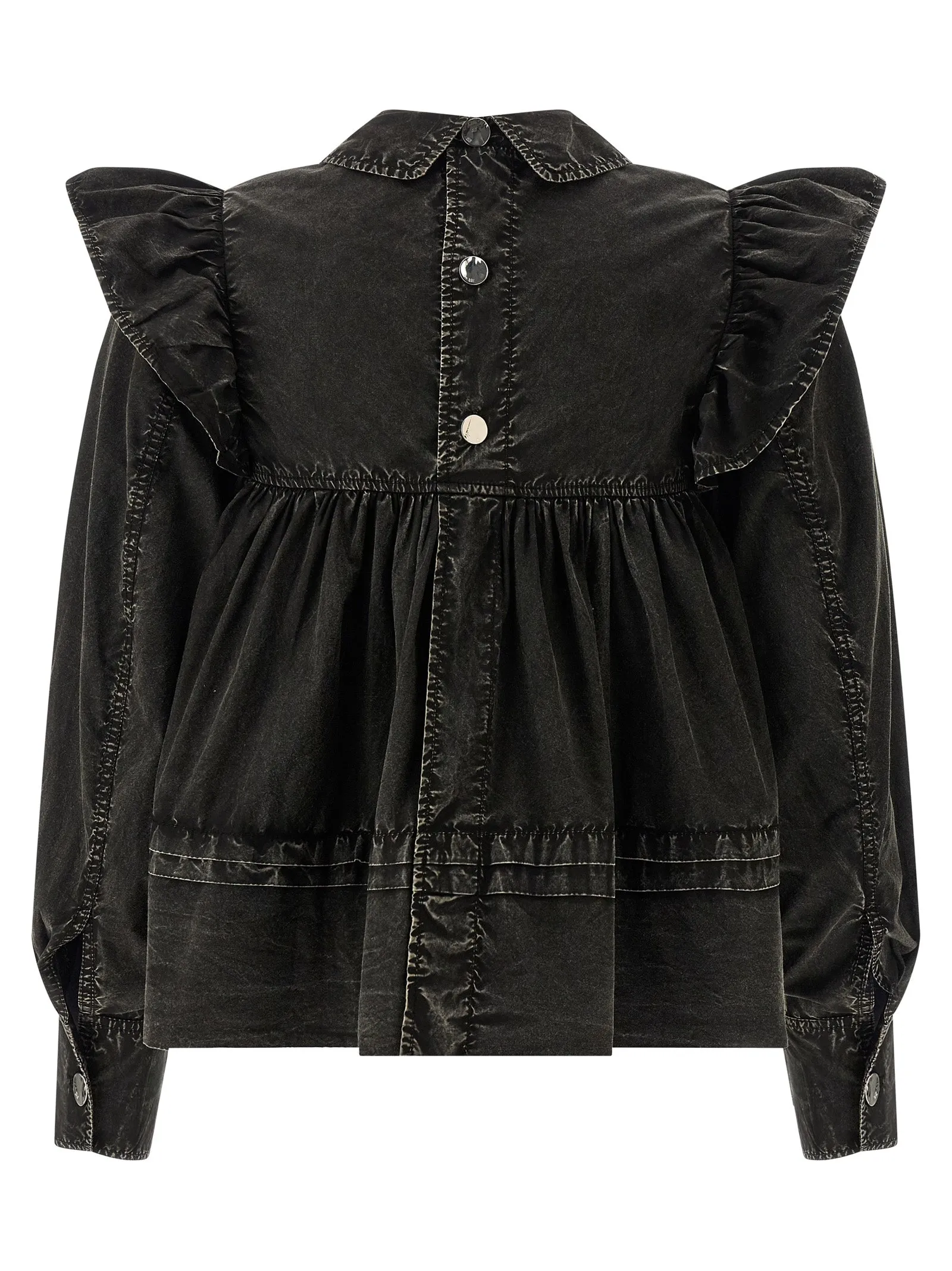 'Black Washed Frill' blouse sold by Lord & Taylor product image thumbnail 2