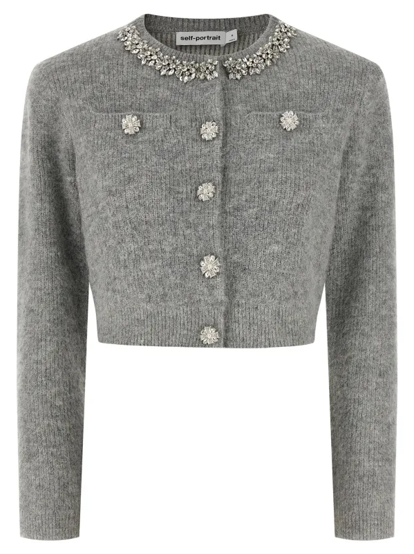 'Grey Fluffy Crystal Trim' cardigan sold by Lord & Taylor