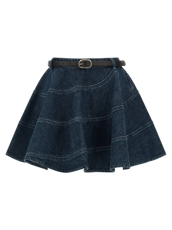 'Flared Denim Mini' skirt made by Self-Portrait