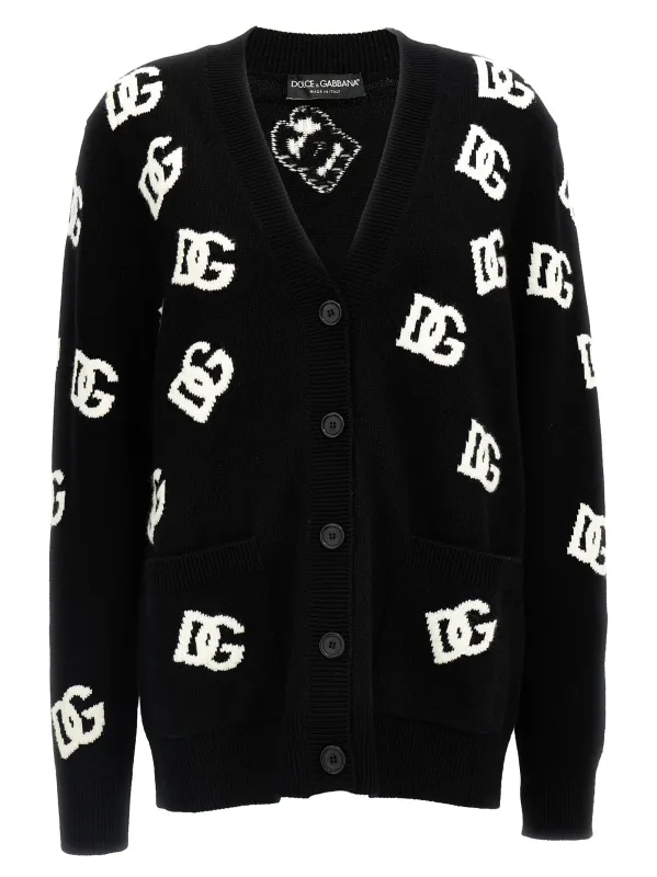 Jacquard logo cardigan sold by Lord & Taylor