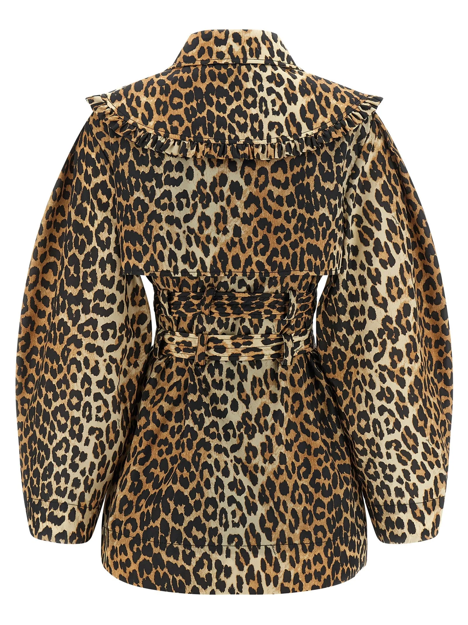 'Leopard Duchesse Nylon Short' trench coat sold by Lord & Taylor product image thumbnail 3