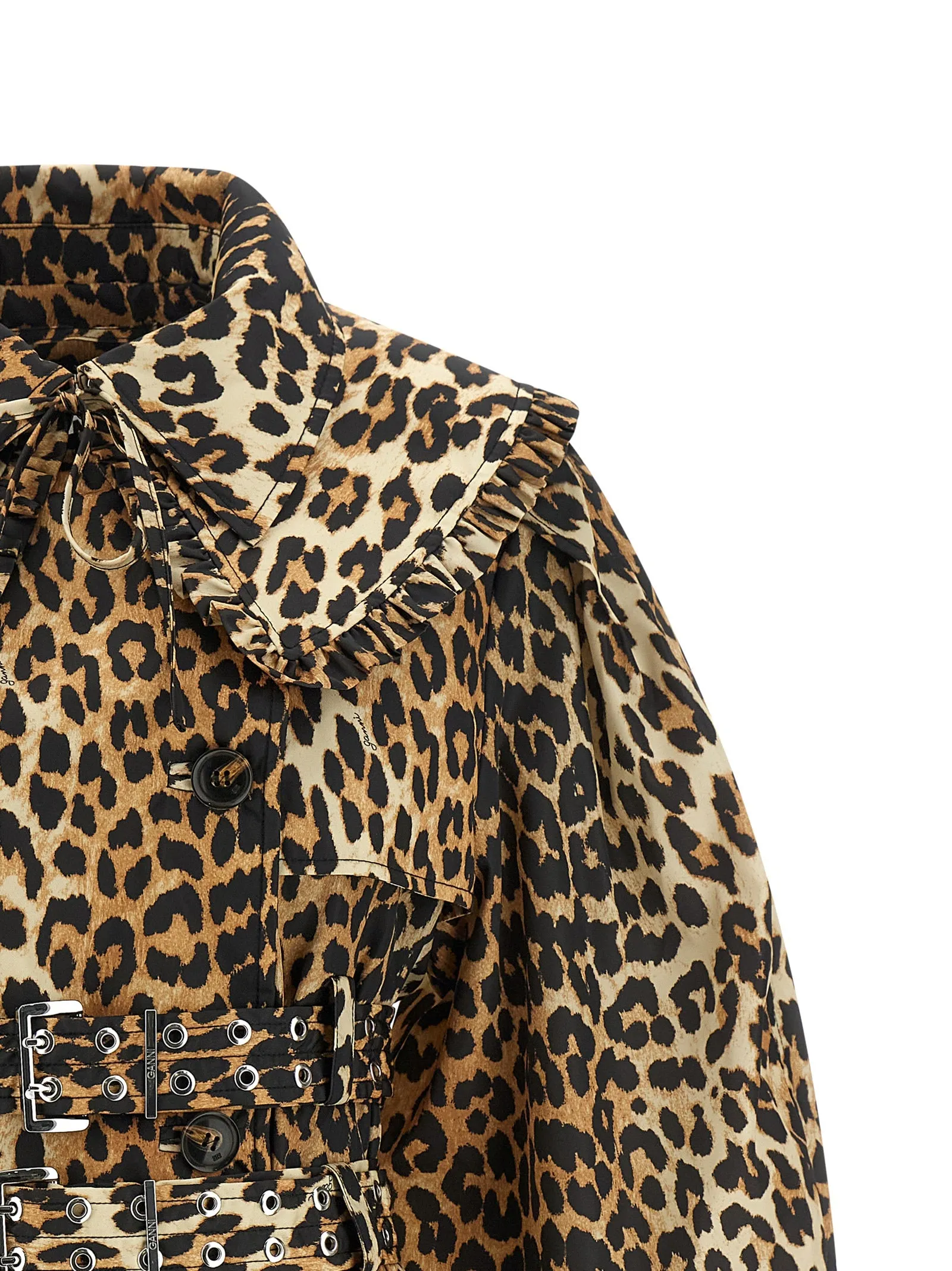 'Leopard Duchesse Nylon Short' trench coat sold by Lord & Taylor product image thumbnail 4