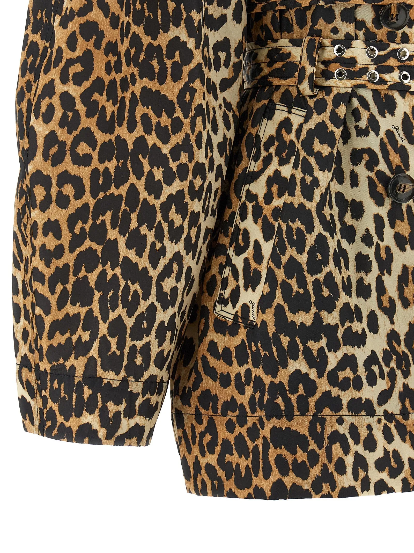 'Leopard Duchesse Nylon Short' trench coat sold by Lord & Taylor product image thumbnail 5