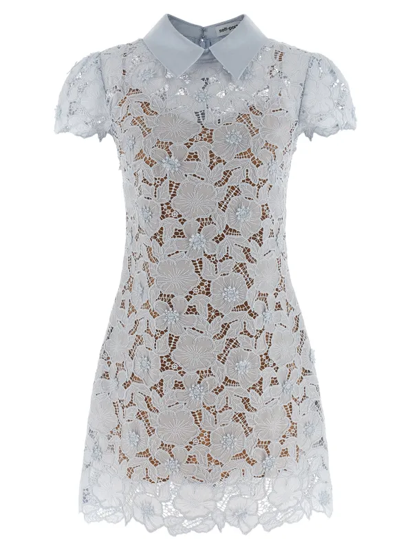 'Blue Guipure Lace Mini' dress made by Self-Portrait