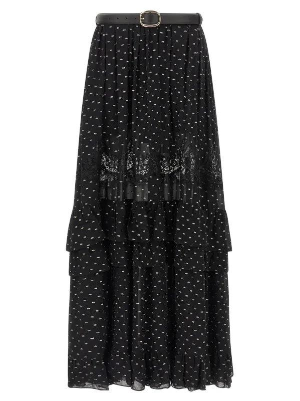 'Black And Gold Chiffon Lace Maxi' skirt sold by Lord & Taylor