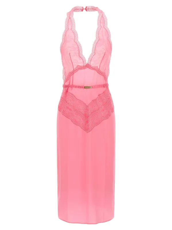 Satin and lace dress made by Gucci